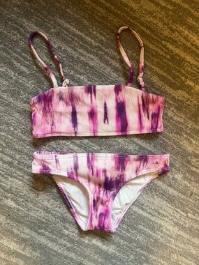 PQ Girls Pink & Purple Tie-Dye Ribbed Bikini Set